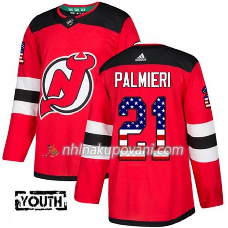 New Jersey Devils Dresy Kyle Palmieri 21 2017-2018 USA Flag Fashion Černá Adidas Authentic - Dětské
